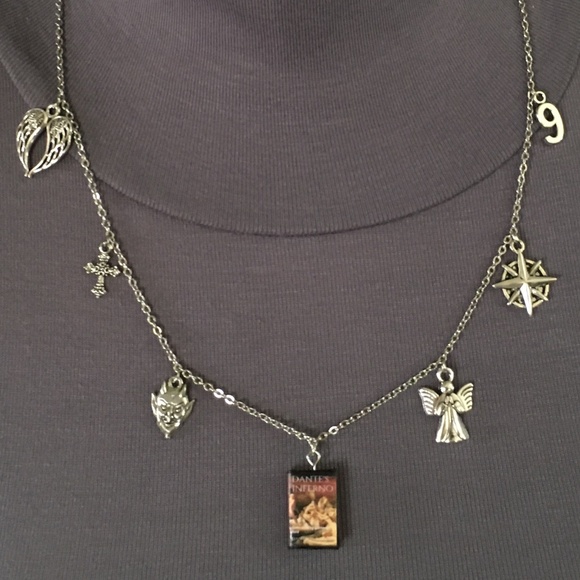 Dante's Inferno Handmade Literature Necklace, Book Cover, Devil, Angel, Cross, 9 - Picture 8 of 15